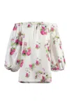 Max Mara Women's Zigrino Printed Blouse Top In White