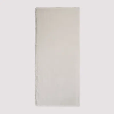 Max Mara Wool Silk Jacquard Logo Fringed Scarf In Neutral