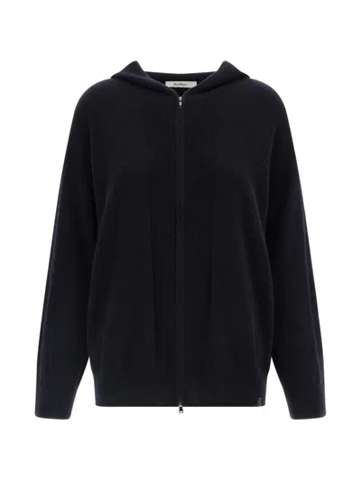 Max Mara Zip Cashmere Hoodie In Black