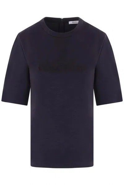 Max Mara Zip Detailed Crewneck T-shirt In Black