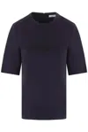 Max Mara Zip Detailed Crewneck T-shirt In Blue