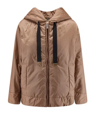 Max Mara Zip-up Bomber Jacket In Brown