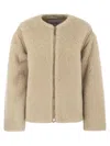 Max Mara Alpaca And Virgin Wool Fur Jacket In Beige