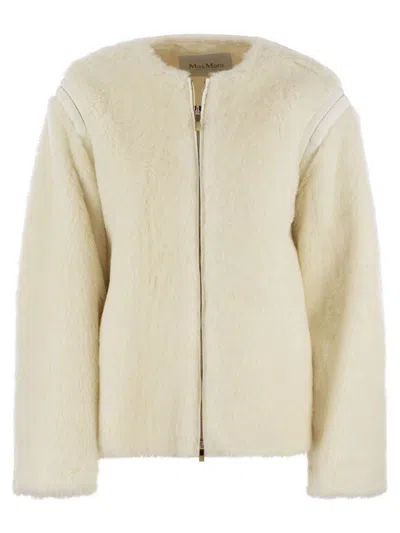 Max Mara Zip-up Crewneck Jacket In White
