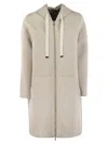 Max Mara Zip-up Drawstring Jacket In Ecru