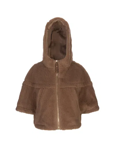 Max Mara Zip-up Half-sleeved Poncho In Brown