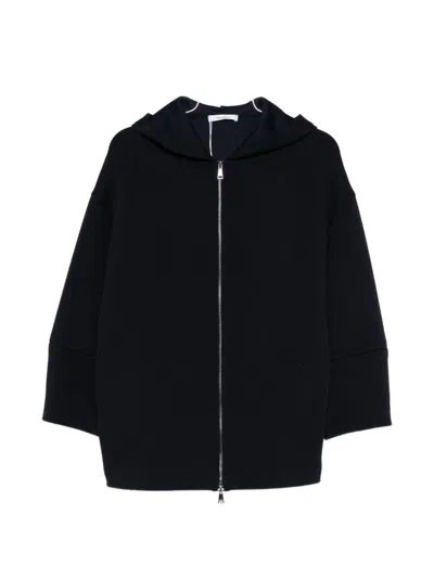 Max Mara Zip-up Hooded Cardigan "vinci" In Black