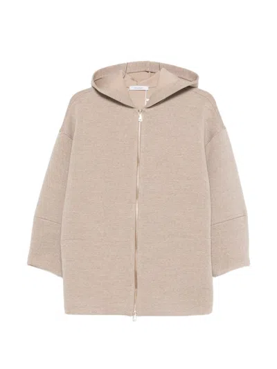 Max Mara Zip-up Hooded Cardigan "vinci" In White