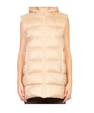 Max Mara Zip-up Hooded Gilet In Brown