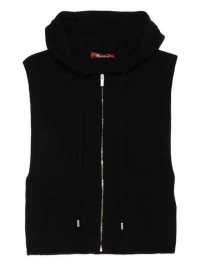 Max Mara Zip-up Hooded Jacket In Black