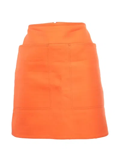 Pre-owned Max Mara Zip-up Mini Skirt In Orange