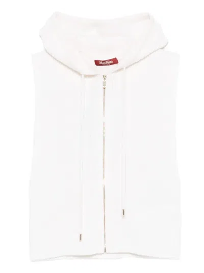Max Mara Zip-up Sleeveless Hoodie In White