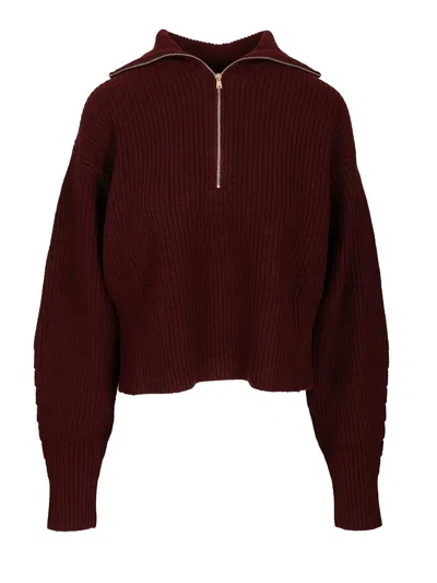 Max Mara Zip-up Sweater Knitwear Bordeaux In Burgundy