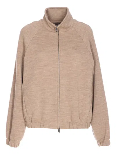 Max Mara Zip-up Sweatshirt In Brown