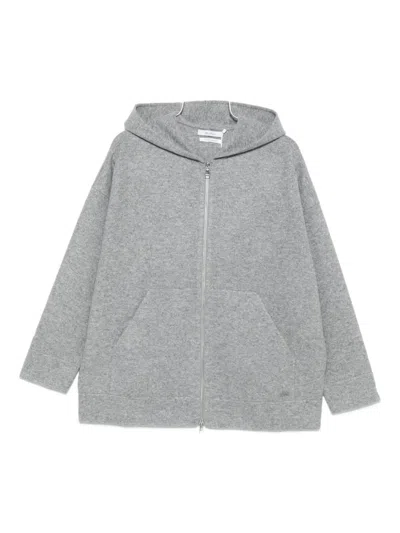 Max Mara Zip-up Wool-blend Hoodie In Gray