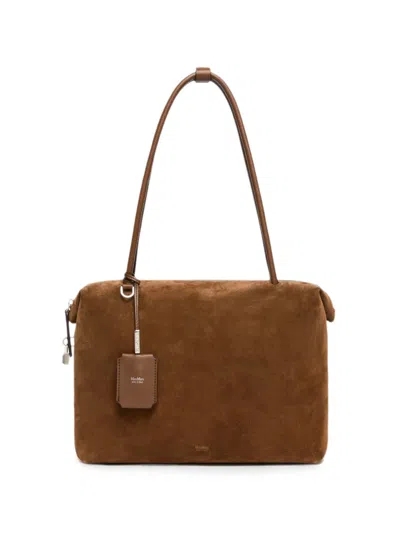 Max Mara Square Boston Bag In Split Leather And Leather In Brown