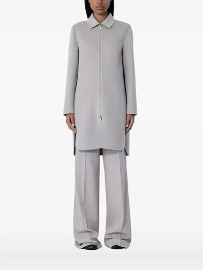 Max Mara Zipped Collared Coat In Gold