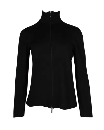 Max Mara 's  Zipped Mock Neck Sweater In Black Lana Vergine