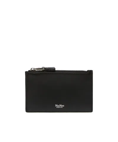 Max Mara Zipper Card Holder In Black