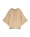 Max Mara Zipper Hooded Casual Jacket In Brown