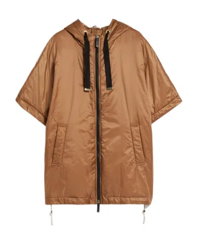 Max Mara Zipper Middle Sleeve Cloak In Green