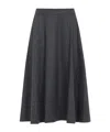 Max Mara Mid-length Grey Wool Blend Skirt In Black