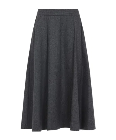 Max Mara Grey Midi Skirt In Black