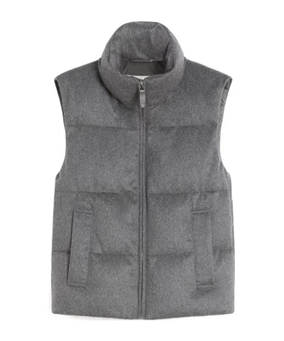 Max Mara Zippered Down Vest In Gray