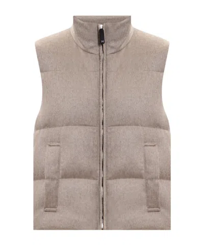 Max Mara Zippered Down Vest In Neutral