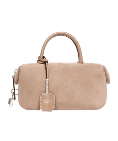 Max Mara Zippered Shoulder Bag In Mud Color