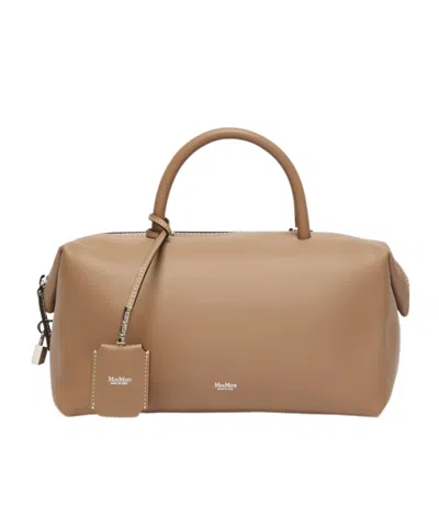 Max Mara Zippered Shoulder Bag In Mud Color