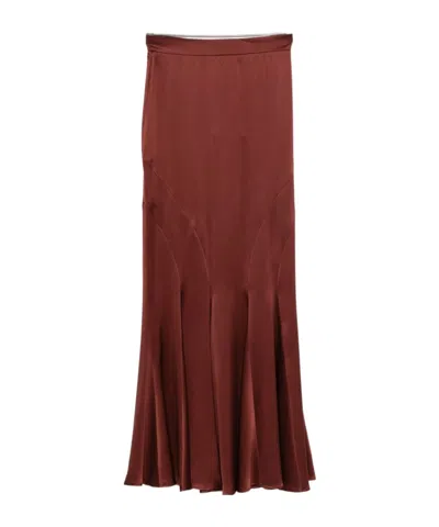 Max Mara Satin-finish Panelled Maxi Skirt In Red