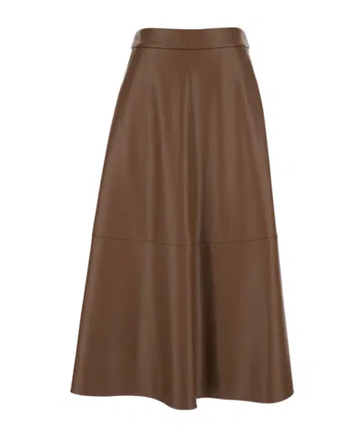 Max Mara Zippered Skirt In Brown