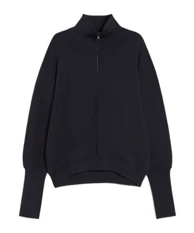 Max Mara Zippered Sweatshirt In Black