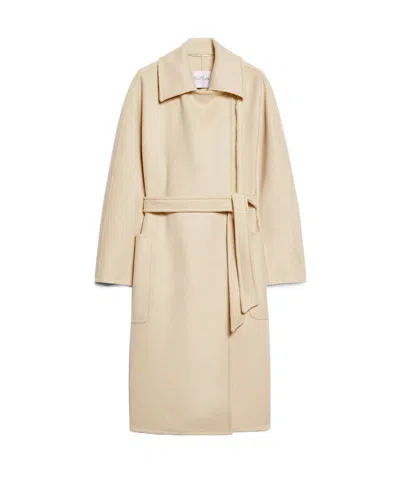 Max Mara Zippered Wool Coat In Nude