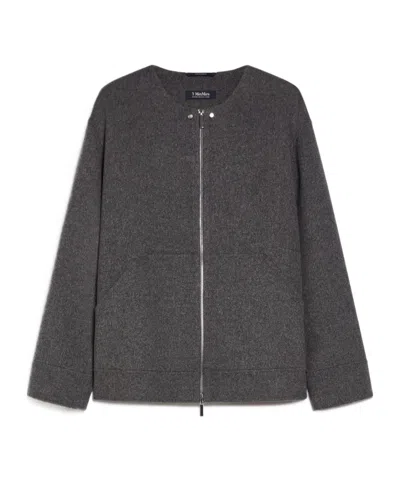 Max Mara Zippered Wool Jacket In Black
