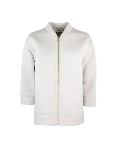 Max Mara Zipup Bomber Jacket In Powder