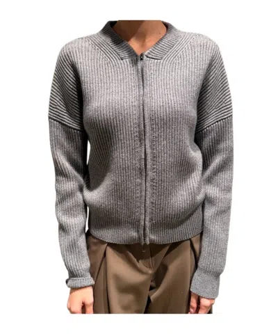 Max Mara Zip-up Cardigan In Gray