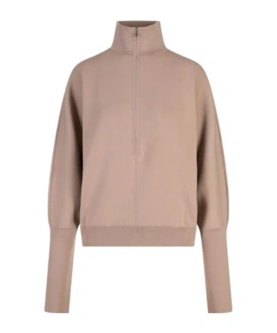 Max Mara Zip-up High Neck Cardigan In Neutral