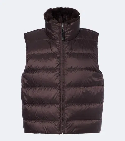 Max Mara Zip-up Puffer Vest In Brown