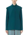 Max Mara Stretch Silk Cady Blouse In Green
