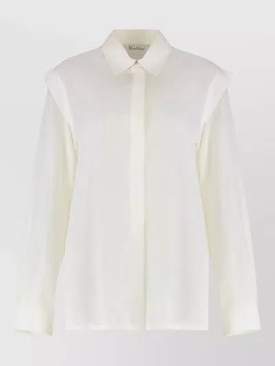 Max Mara Zirlo Silk Shirt Relaxed Fit Long Sleeves In White