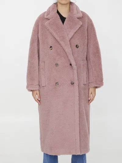 Max Mara Zitto Teddy Coat In Pink & Purple