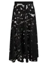 Max Mara Zitto Floral Lace Midi Skirt In Black