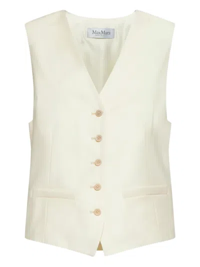 Max Mara Zuai Button Welt-pocket Waistcoat In White