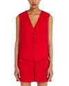Max Mara Zuai Virgin Wool Suiting Waistcoat In Red