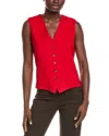 Max Mara Zuai Virgin Wool Suiting Waistcoat In Red