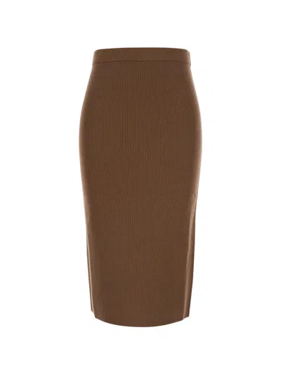 Max Mara Jupe Crayon En Laine Et Cachemire In Brown