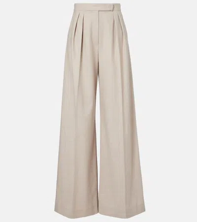 Max Mara Zulia Cashmere-blend Wide-leg Pants In White