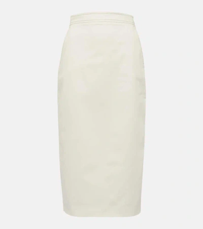 Max Mara Zulia Cotton-blend Midi Skirt In White